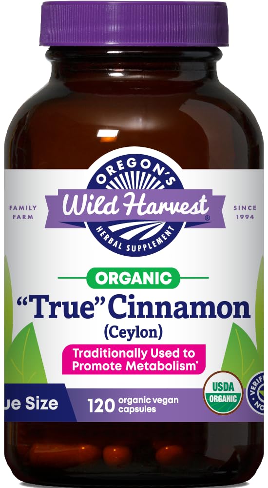 Oregon's Wild Harvest frasco delantero mostrando cápsulas veganas y beneficio de pureza