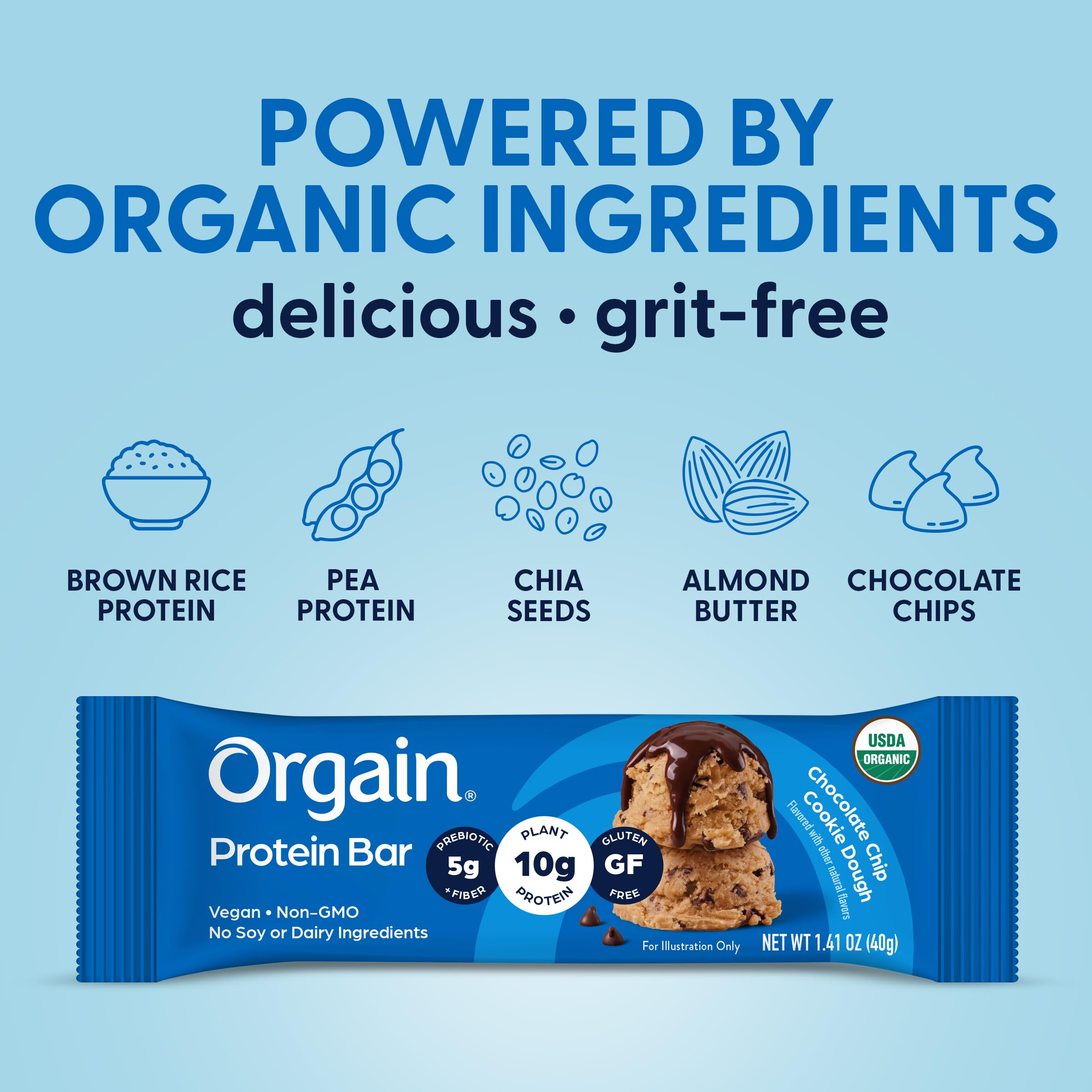 Orgain barra guardada en mochila para uso portátil y snack en movimiento