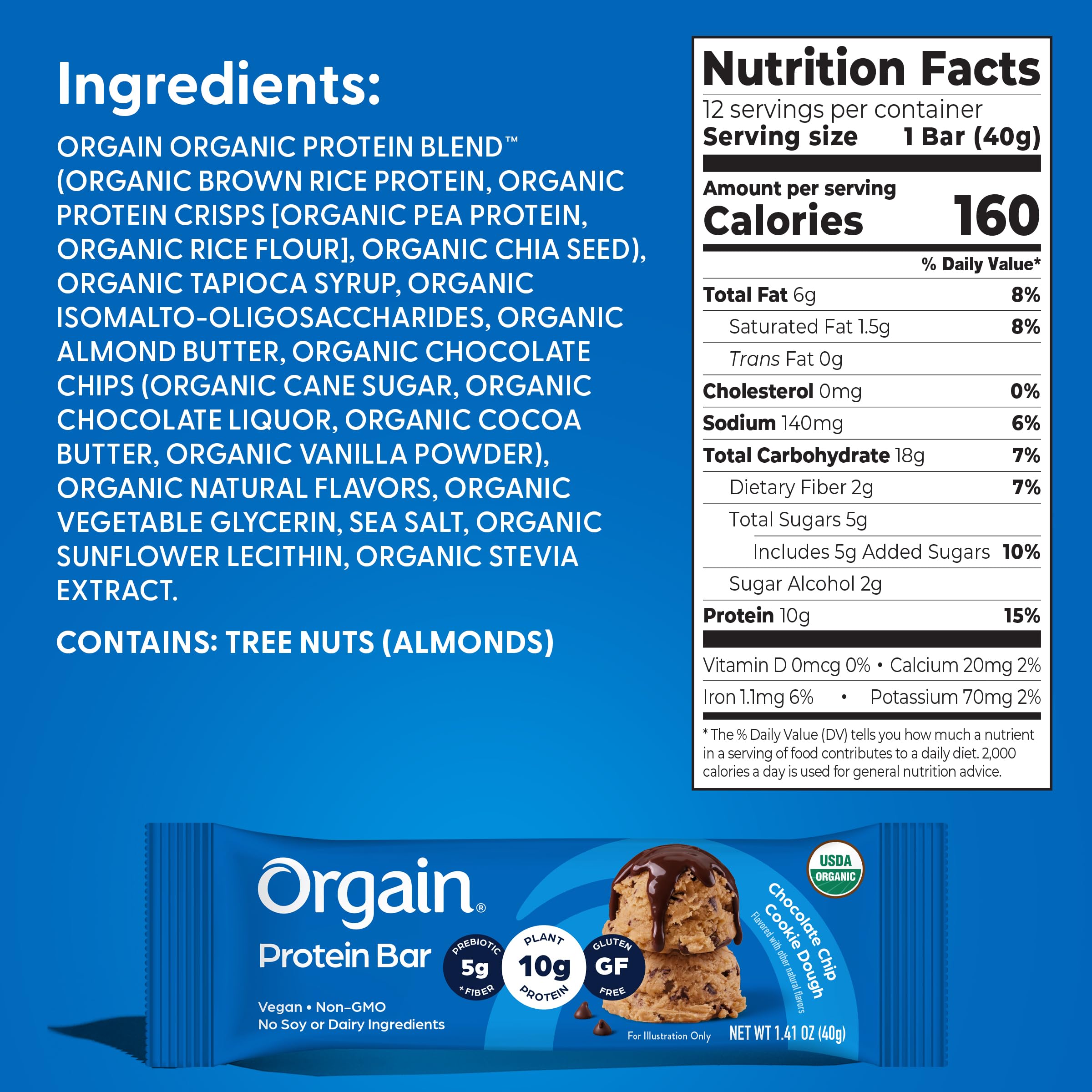 Orgain caja abierta con 12 barras, ideal para llevar y compartir