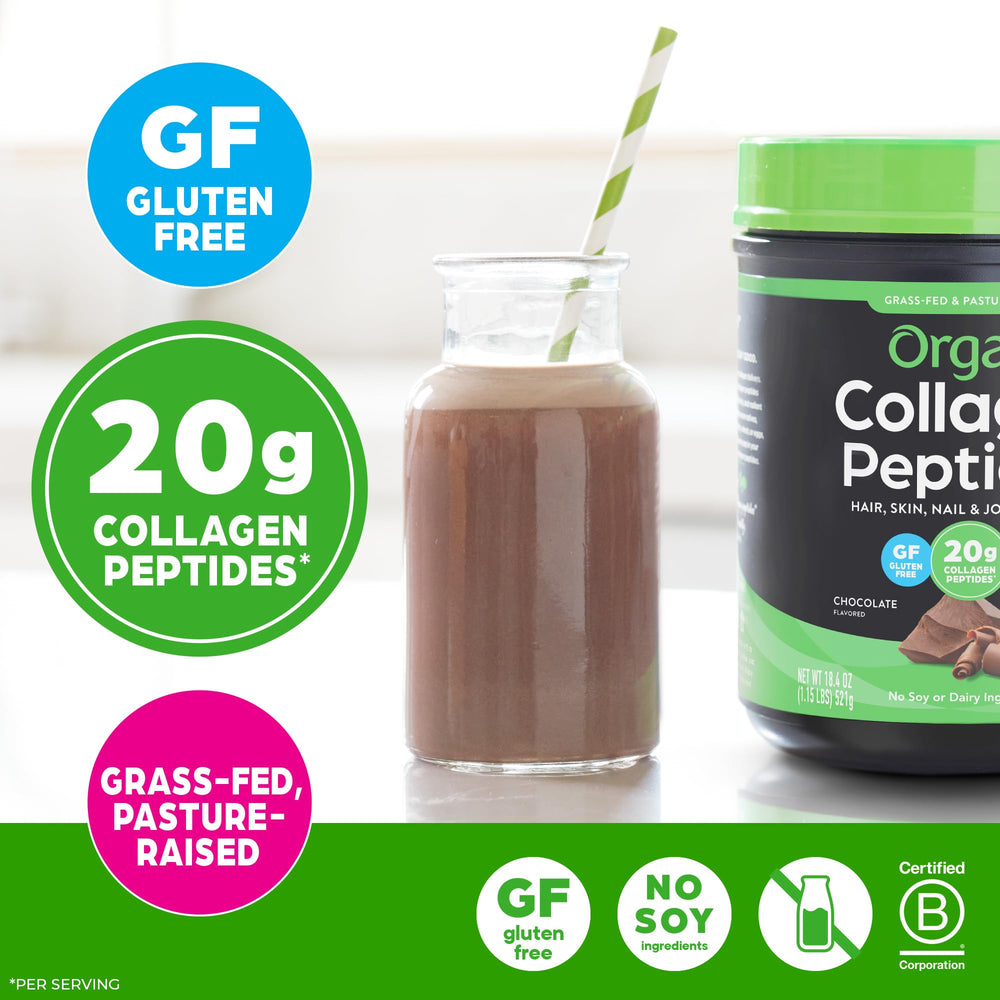 Orgain vaso con bebida caliente de chocolate, mezcla sin grumos
