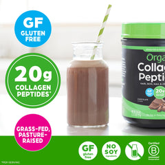 Orgain vaso con bebida caliente de chocolate, mezcla sin grumos