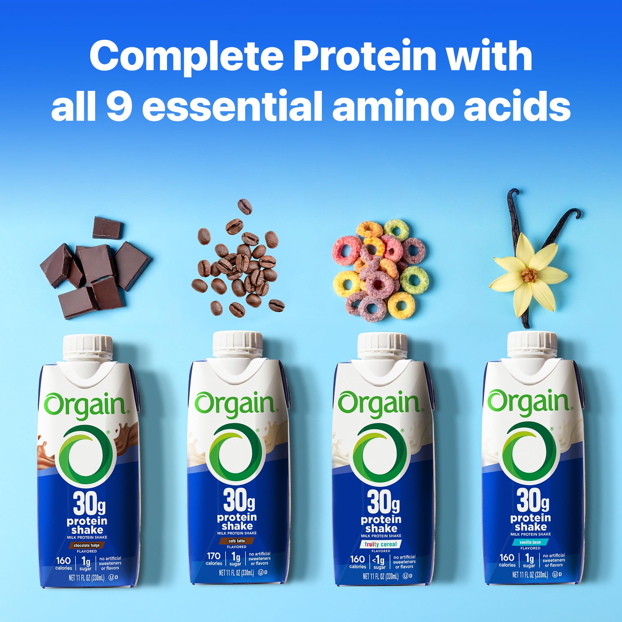 Orgain ingredientes listados en la etiqueta, transparencia y limpieza