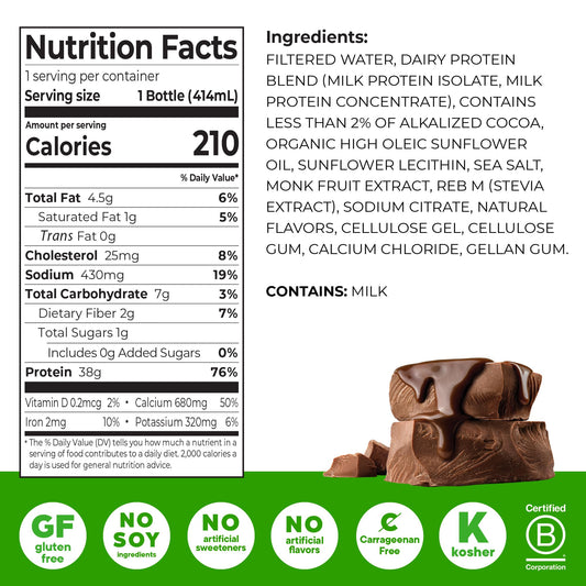 Orgain textura cremosa del batido chocolate, apariencia apetecible y nutritiva