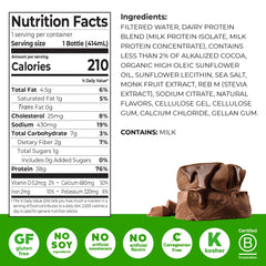 Orgain textura cremosa del batido chocolate, apariencia apetecible y nutritiva