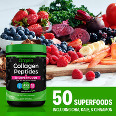 Etiqueta nutricional de Orgain con información de 20 g de colágeno