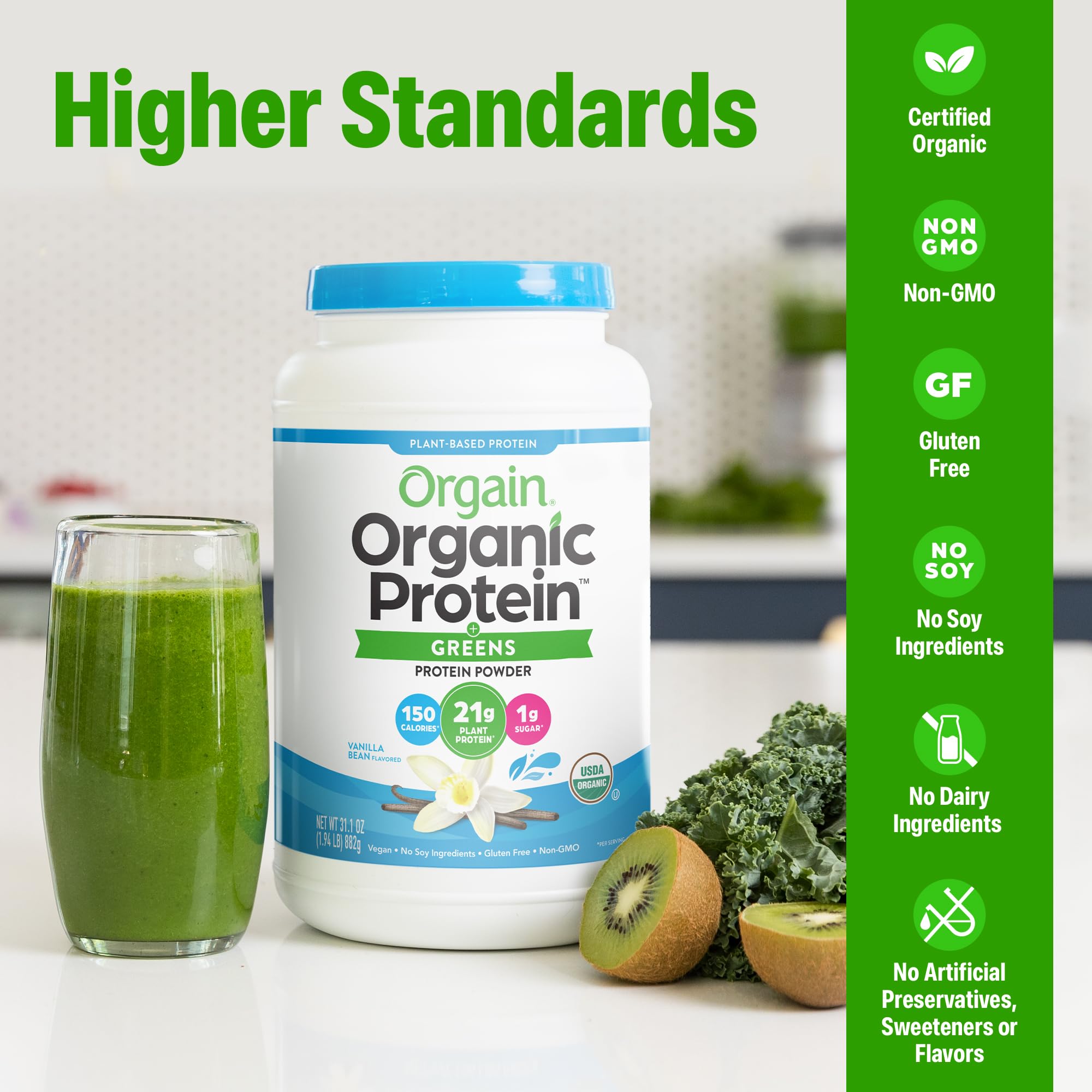 Batido preparado con Orgain en vaso listo para beber y energía rápida