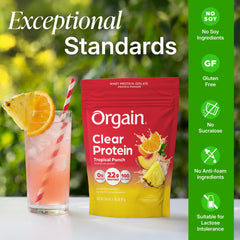 Orgain etiqueta nutricional con información clara de proteína y calorías para decisión informada