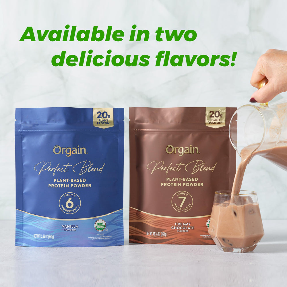 Orgain uso en avena tazón añadiendo proteína a desayuno saludable