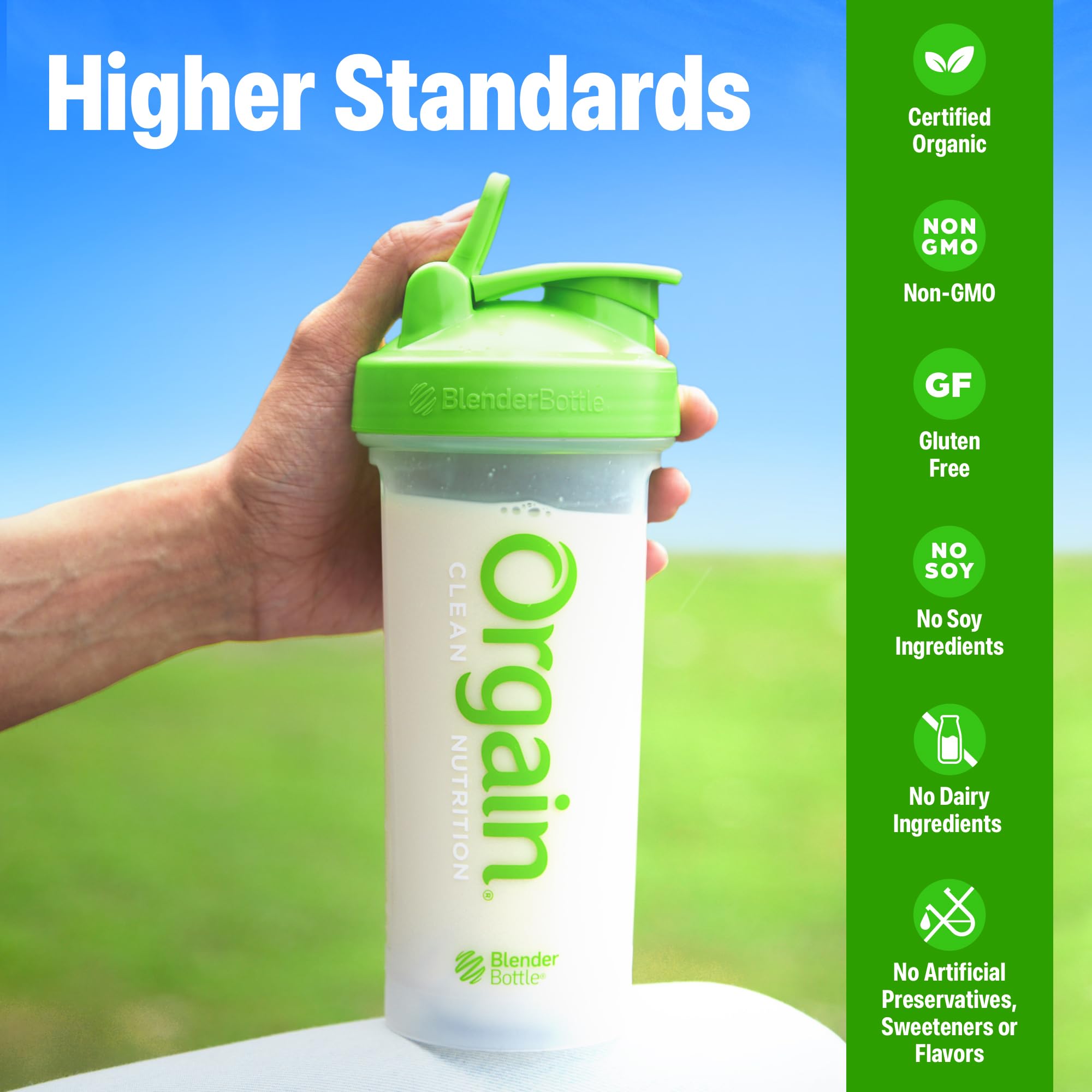 Vaso con batido Orgain Vainilla listo para beber, energía rápida y sabrosa