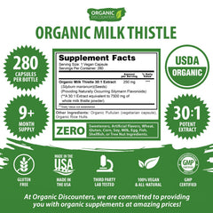 Organic Discounters sello vegano en el envase indicando fórmula apta para dietas vegetales