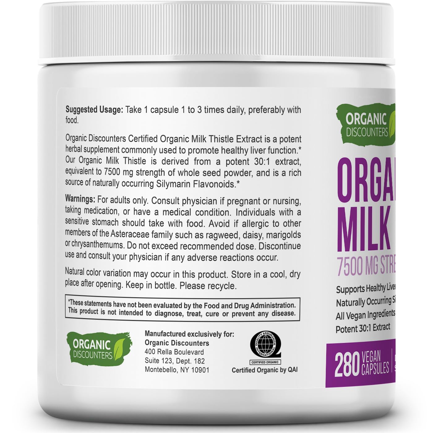 Organic Discounters frasco sobre encimera de cocina integrable en rutina de bienestar