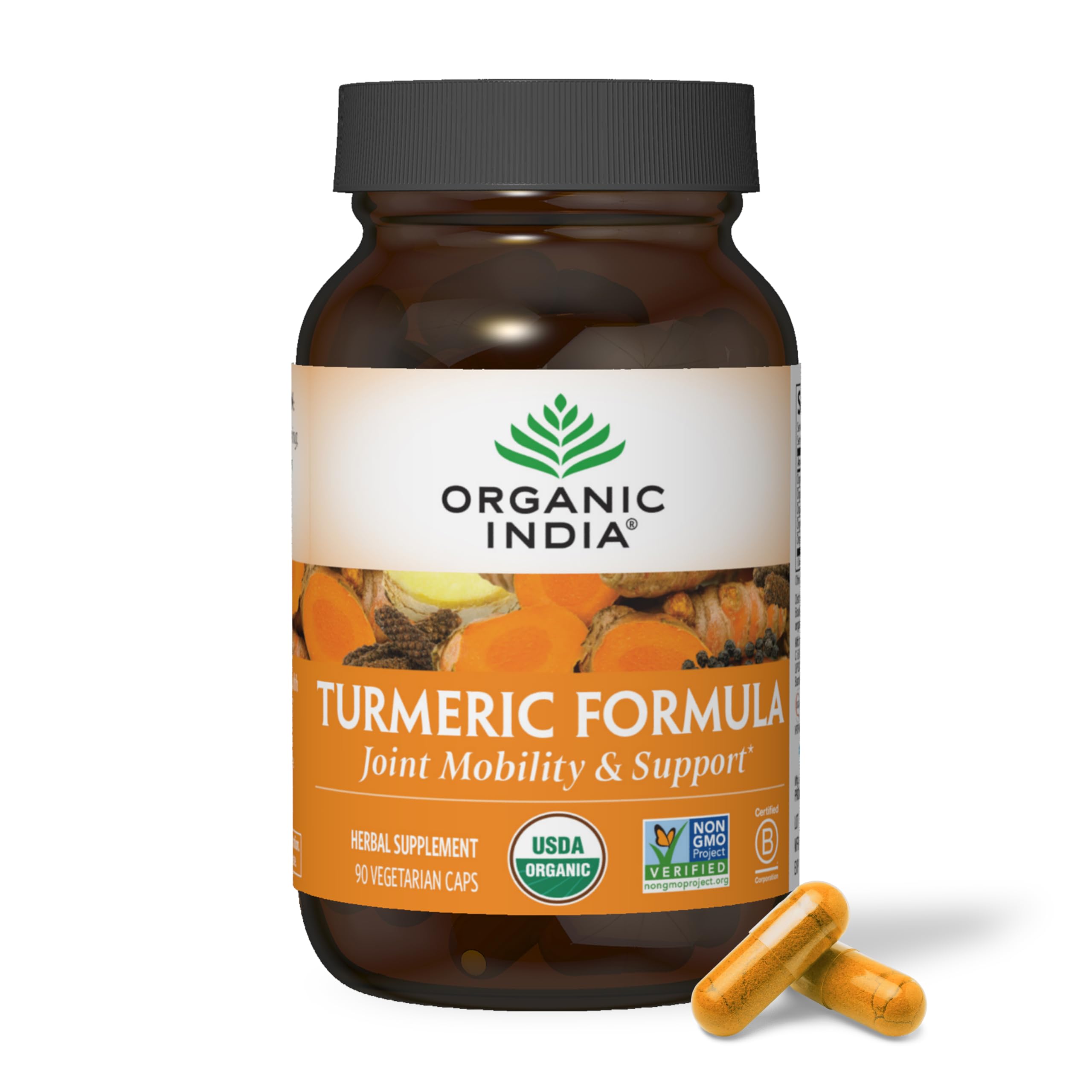 ORGANIC INDIA frasco frontal mostrando el envase y beneficios