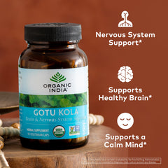 ORGANIC INDIA textura del polvo de Gotu Kola que evidencia pureza del ingrediente