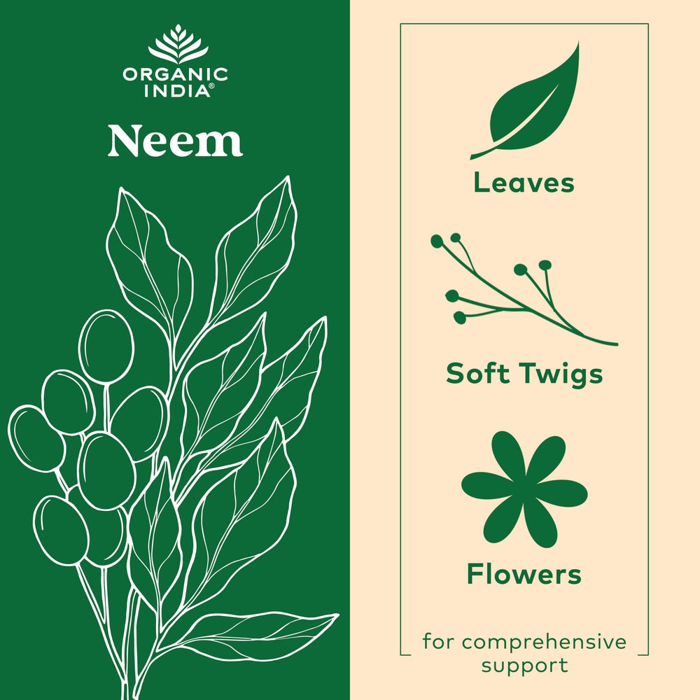 ORGANIC INDIA hojas de neem secas, origen vegetal y contenido antioxidante