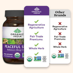 ORGANIC INDIA ingredientes naturales: ashwagandha y tulsi que apoyan calma