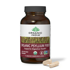 ORGANIC INDIA caja del producto mostrando la etiqueta orgánica y beneficios