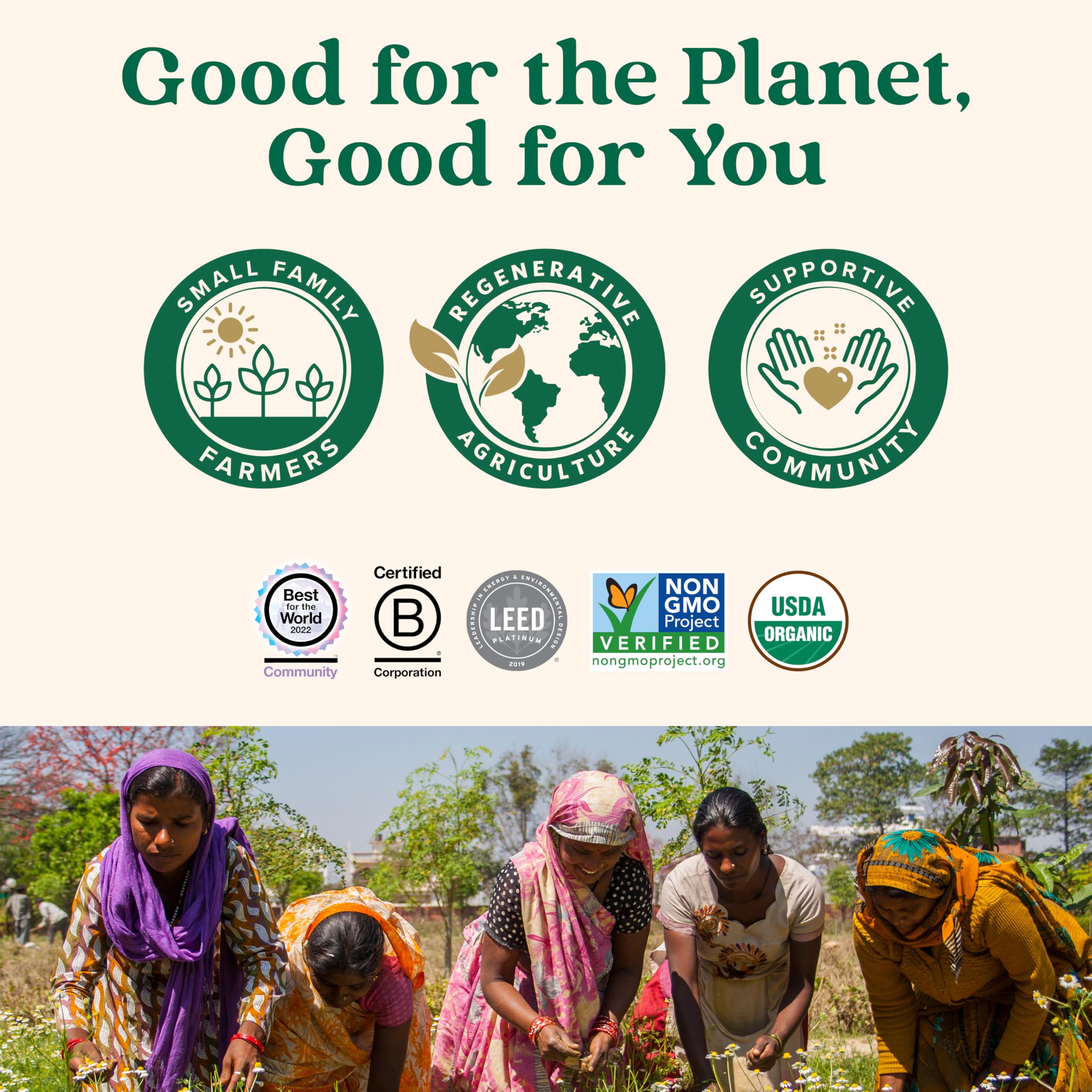 ORGANIC INDIA frasco junto a monedas para comparar tamaño y cantidad