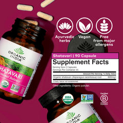 ORGANIC INDIA polvo de shatavari en primer plano que destaca pureza orgánica