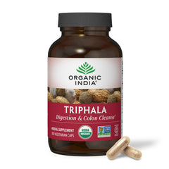 ORGANIC INDIA Triphala en un entorno de desayuno saludable para estilo de vida equilibrado
