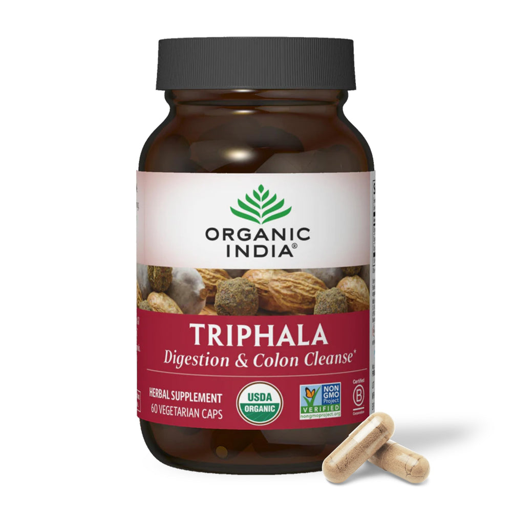 ORGANIC INDIA envase frontal mostrando cápsulas y marca, comunicación clara del producto