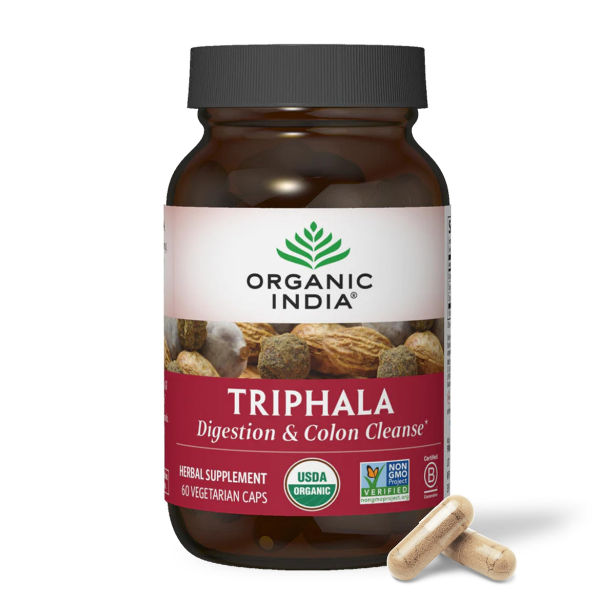 ORGANIC INDIA envase frontal mostrando cápsulas y marca, comunicación clara del producto