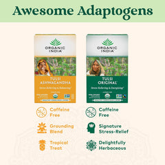 ORGANIC INDIA etiqueta con sellos USDA Organic y Fairtrade claramente visibles