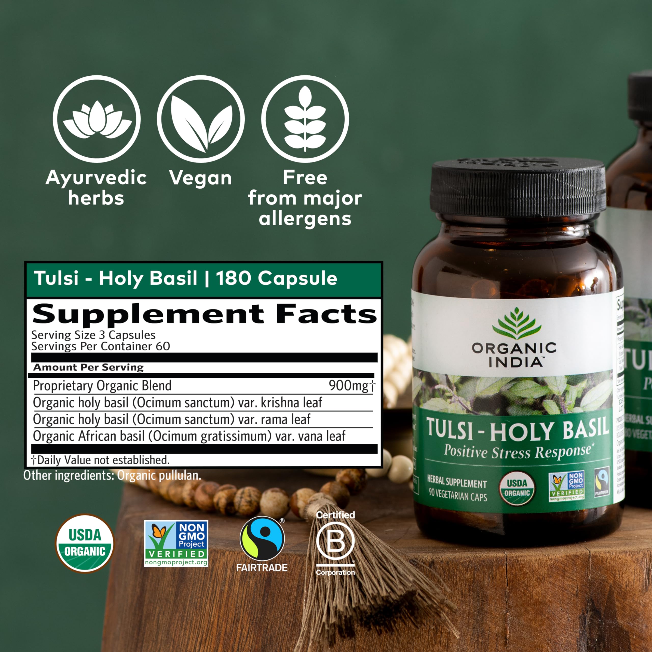 primer plano de hojas de Tulsi que inspira origen natural y cultivo orgánico