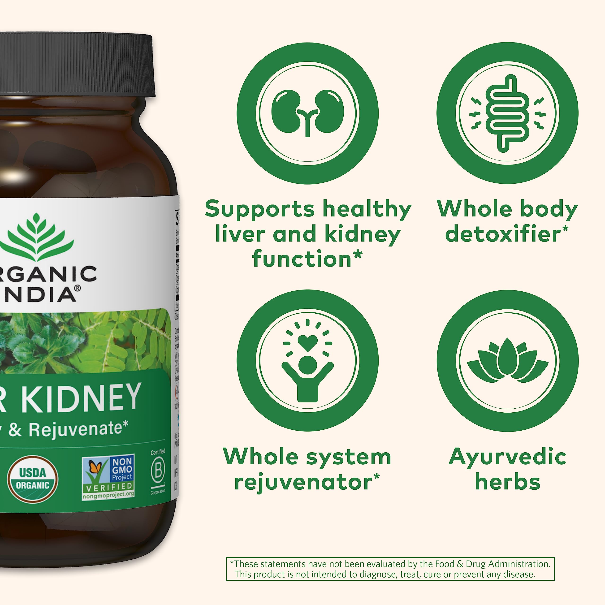 ORGANIC INDIA cápsula en mano para mostrar tamaño y comodidad de consumo