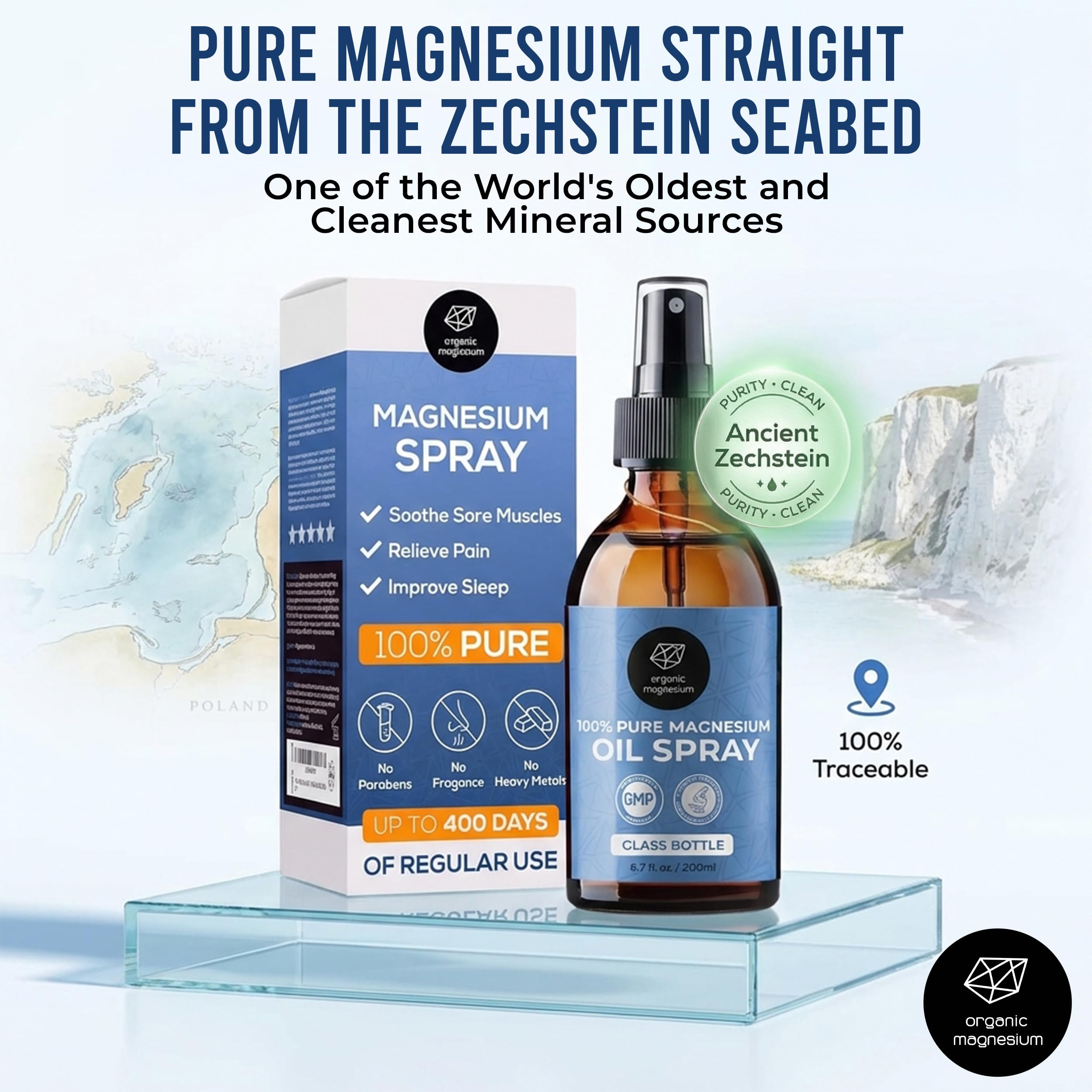Organic Magnesium en mesita nocturna como parte de rutina para dormir