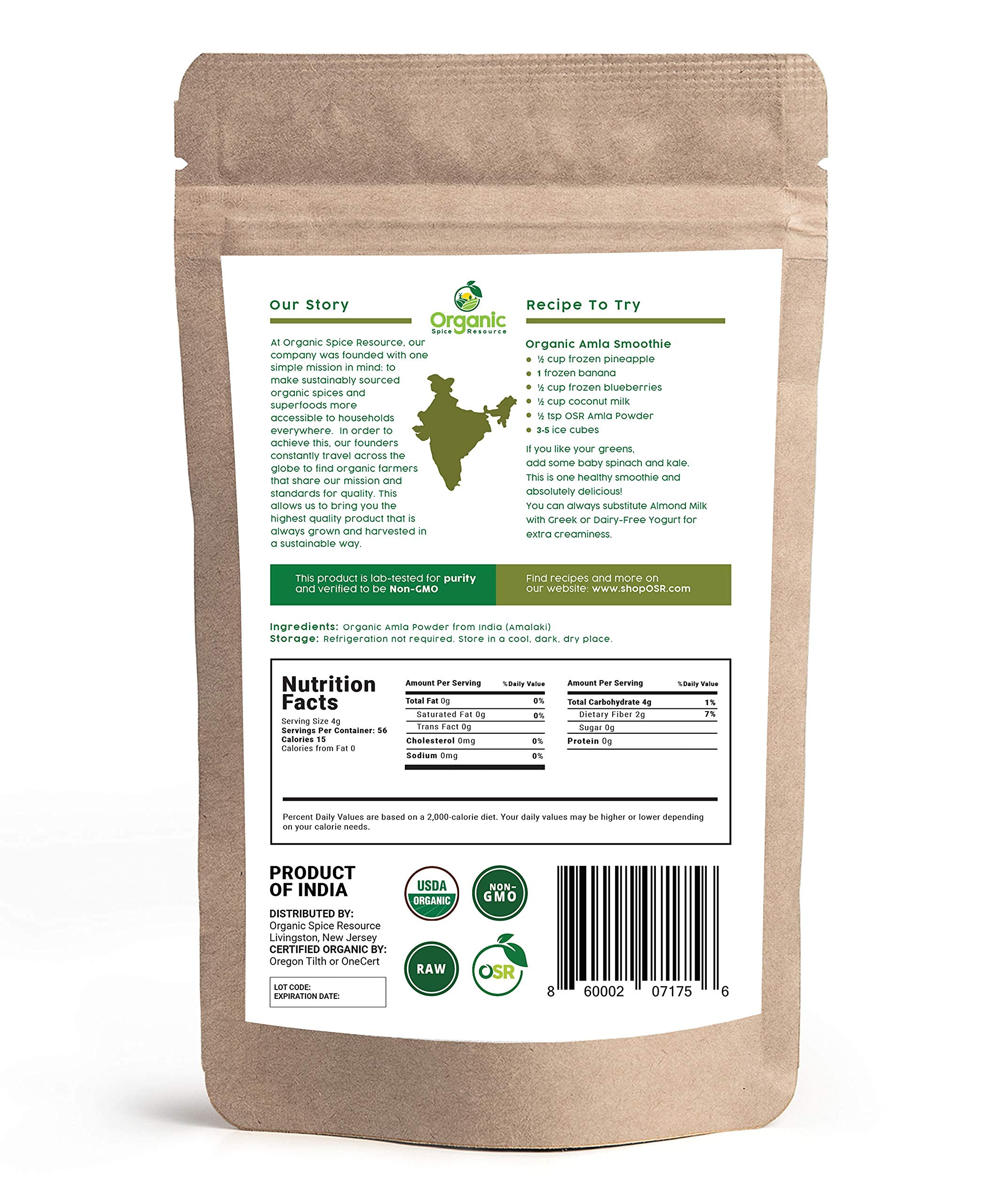 Organic Spice Resource polvo amla textura ultra fina listo para mezclar fácil