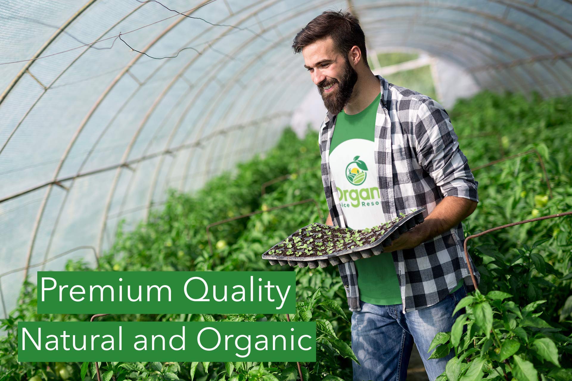 Organic Spice Resource comparación de tamaño con mano indica cantidad generosa
