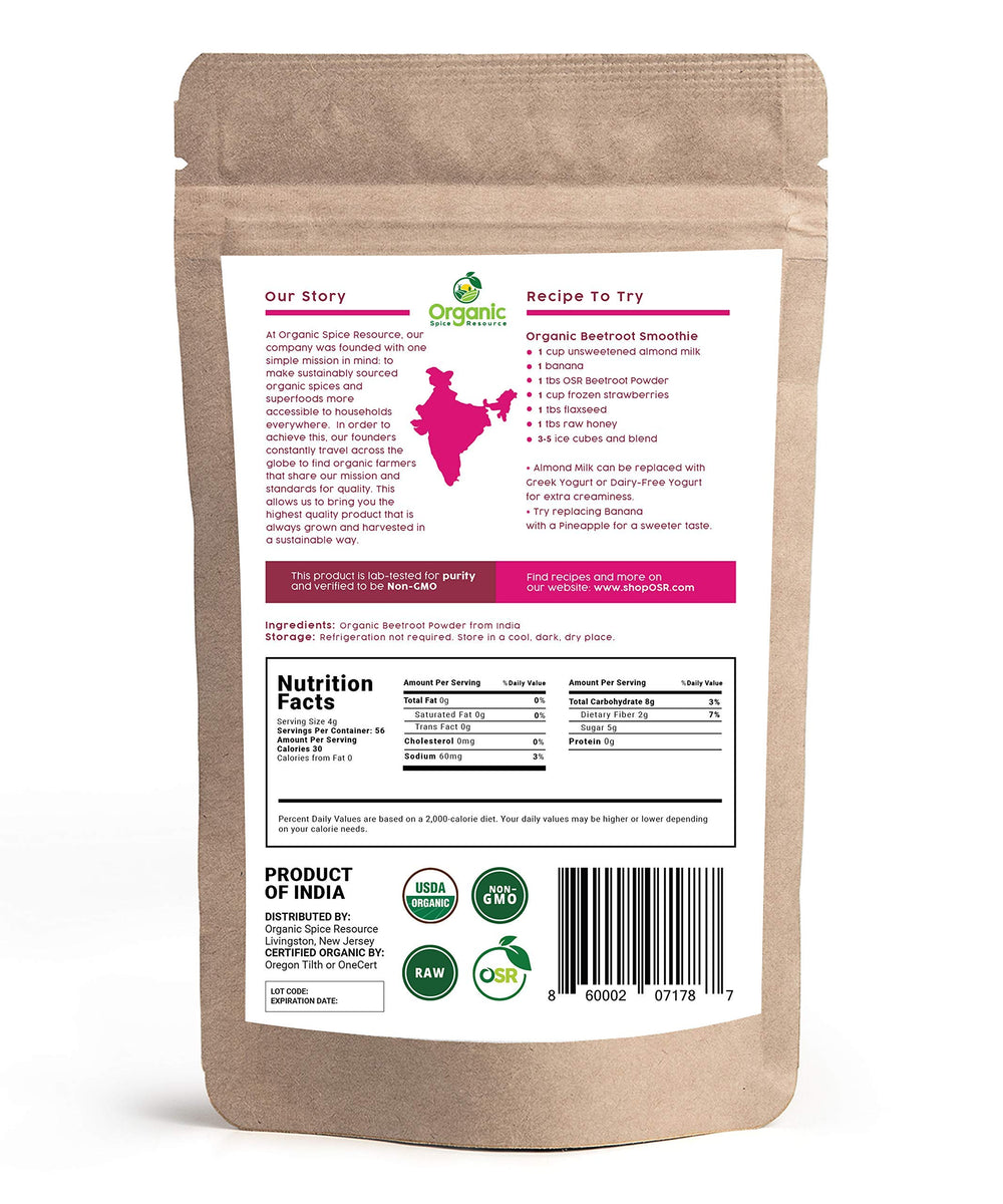 Organic Spice Resource polvo de remolacha en batidora para smoothie saludable