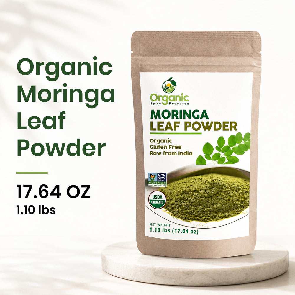 Organic Spice Resource detalle de hojas pulverizadas muestra textura y pureza