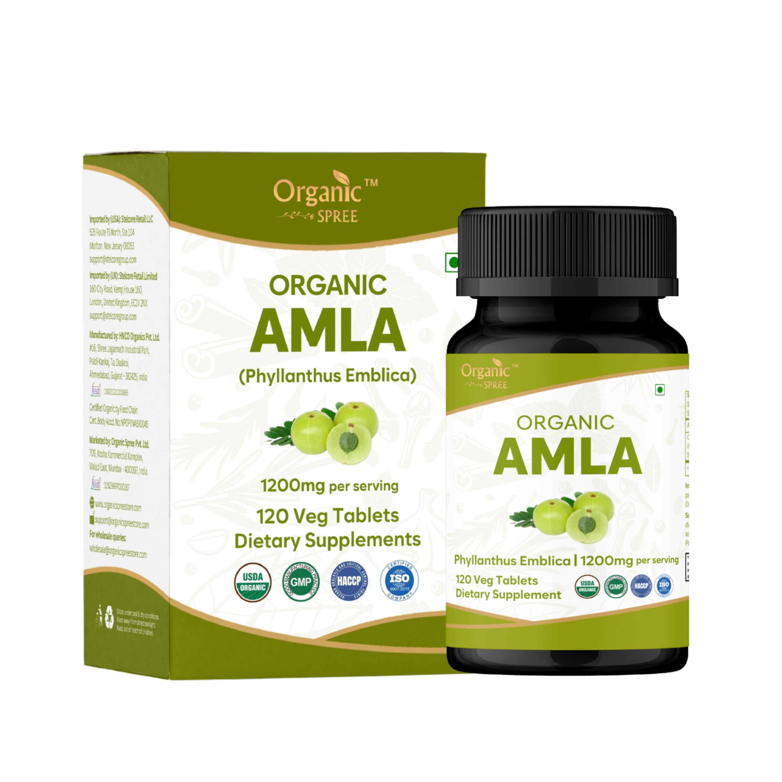 ORGANIC SPREE envase frontal mostrando 120 tabletas y beneficios