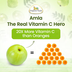 Organic Veda amla fresca en campo, muestra origen orgánico y artesanal
