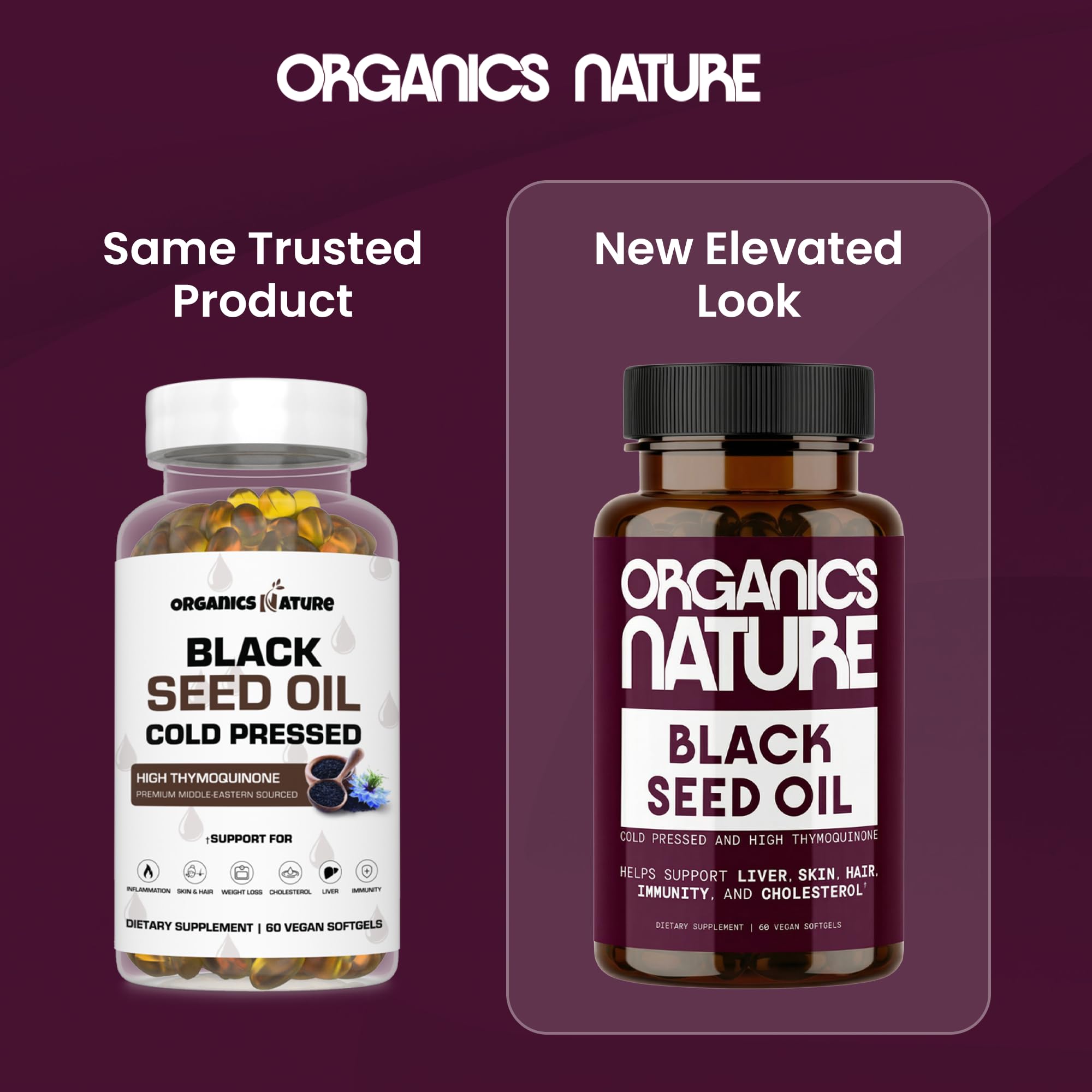 ORGANICS NATURE etiqueta con información nutricional y claims limpios