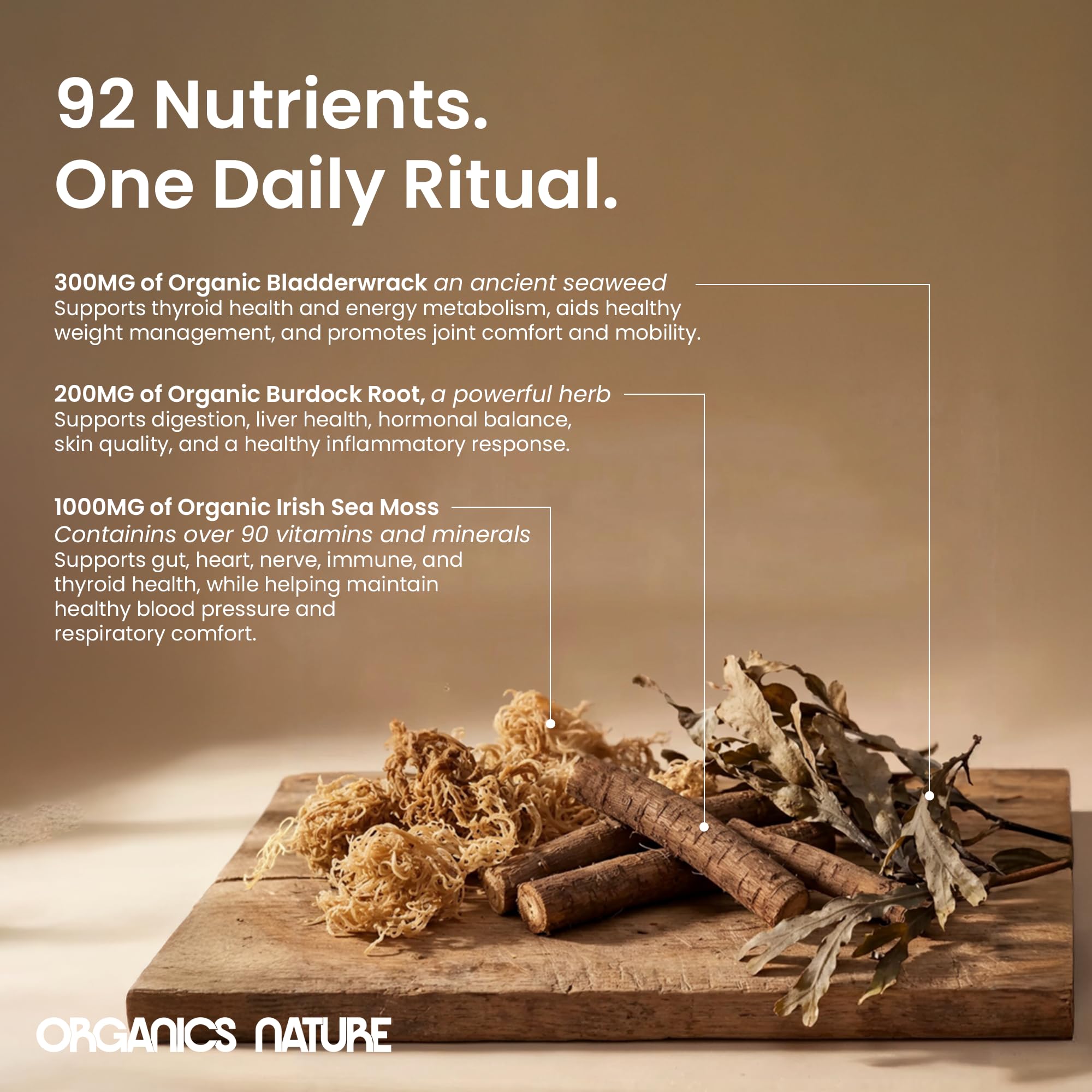 ORGANICS NATURE etiqueta nutricional legible para confianza del consumidor