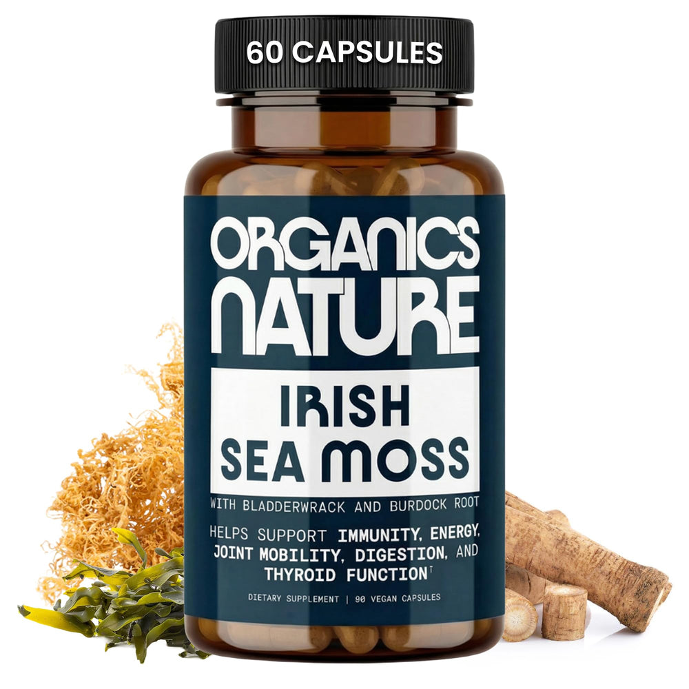 ORGANICS NATURE frasco frontal mostrando cápsulas y etiqueta clara