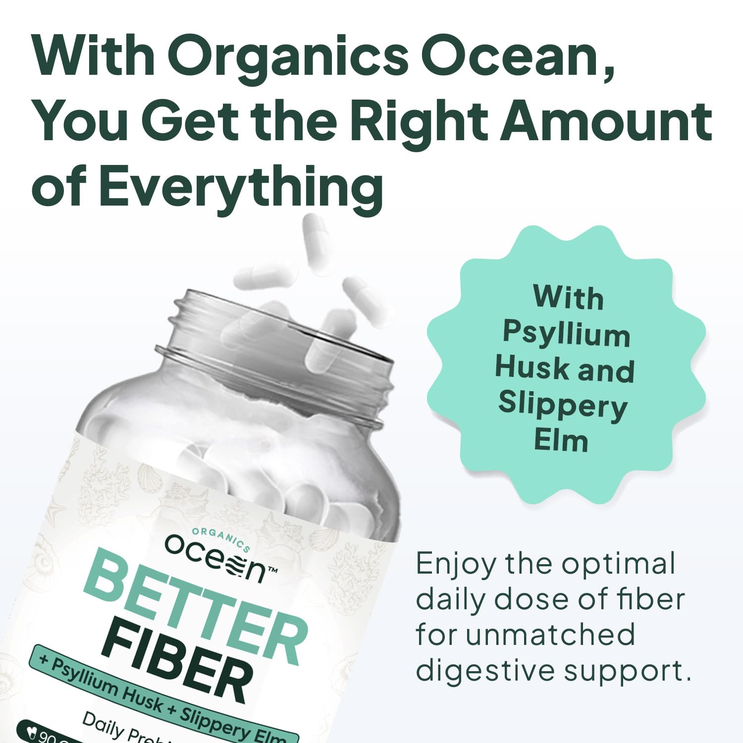 Organics Ocean ingredientes naturales: psyllium y olmo resbaladizo