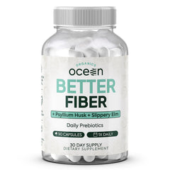 Organics Ocean frasco frontal mostrando la etiqueta y beneficios claros