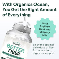 Etiqueta de Organics Ocean Better Fiber enfocada en ingredientes clave