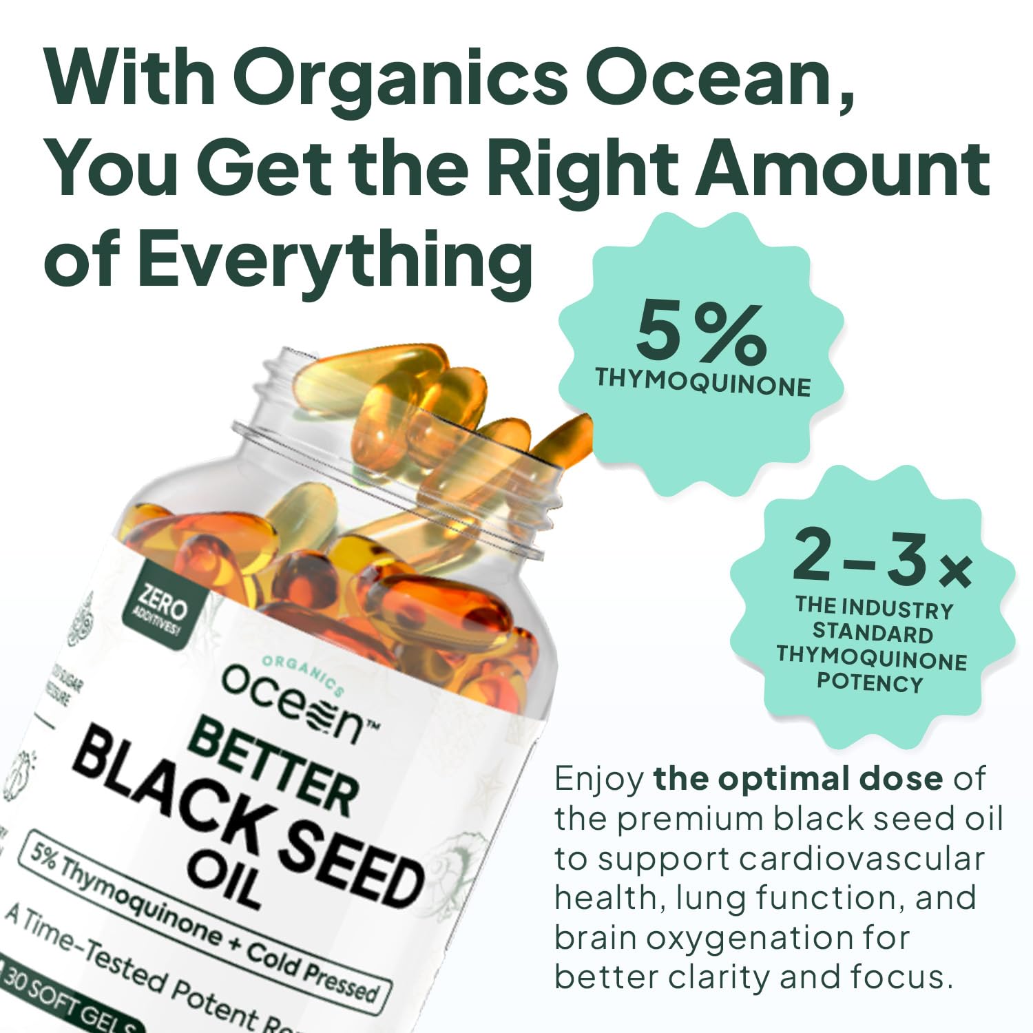 Organics Ocean gota de aceite y textura en superficie, beneficio conservación prensado en frío