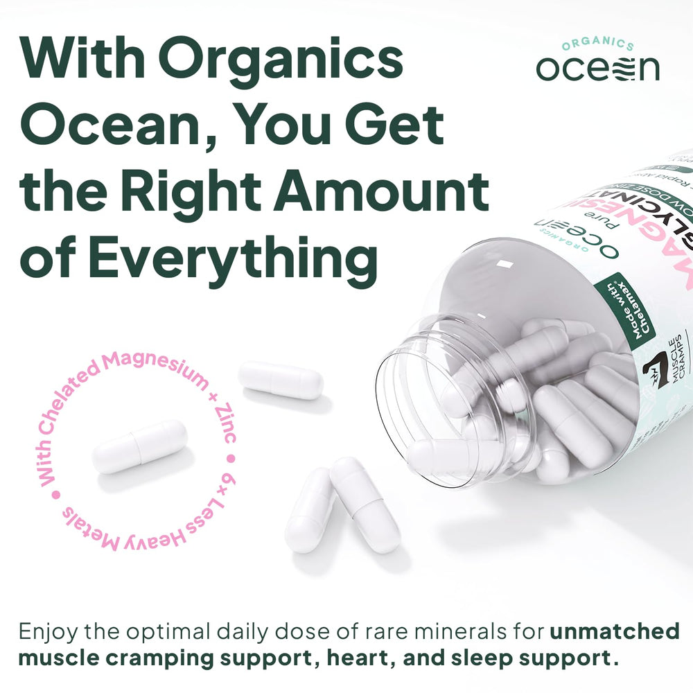 Organics Ocean polvo y cápsula abierta mostrando pureza y textura fina