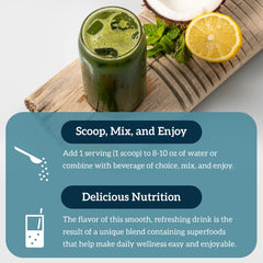 Batido con Organifi y fruta mostrando cómo enriquecer sabor y nutrientes