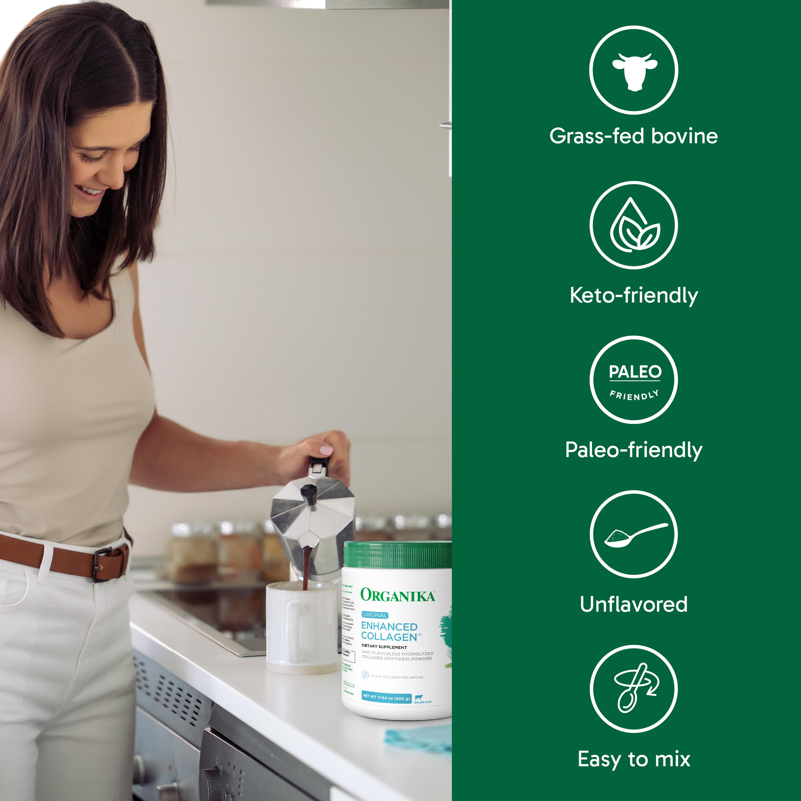Organika cuchara medidora con polvo, dosificación precisa y cómoda