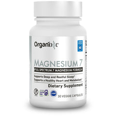 Organixx magnesium 7 frente del empaque mostrando diseño y beneficio relajación