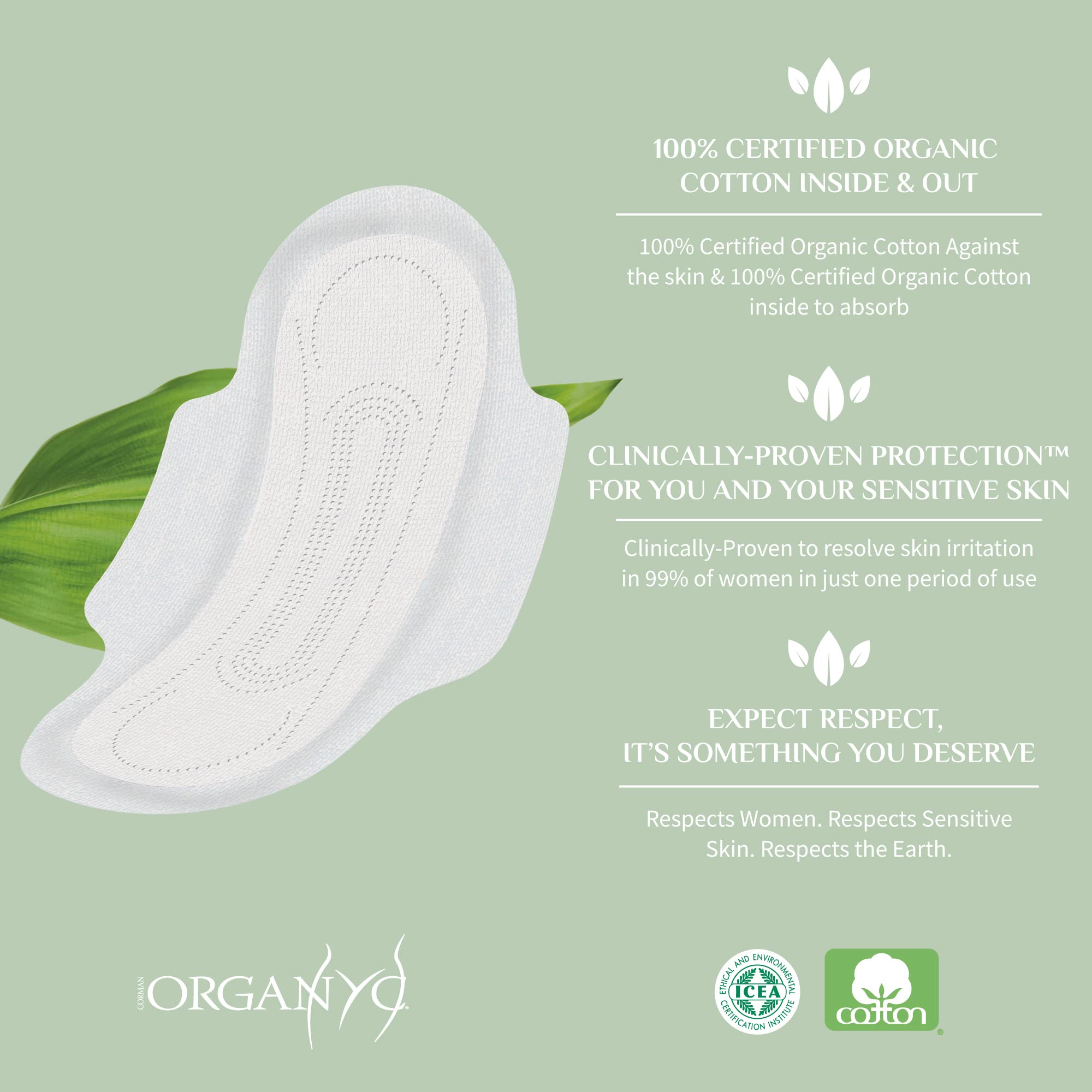 Organyc detalle de las alas asegurando fijación cómoda y segura