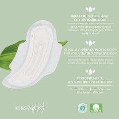 Organyc detalle de las alas asegurando fijación cómoda y segura