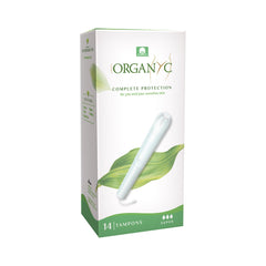 Organyc empaque frontal de 14 tampones super mostrando información clara y natural