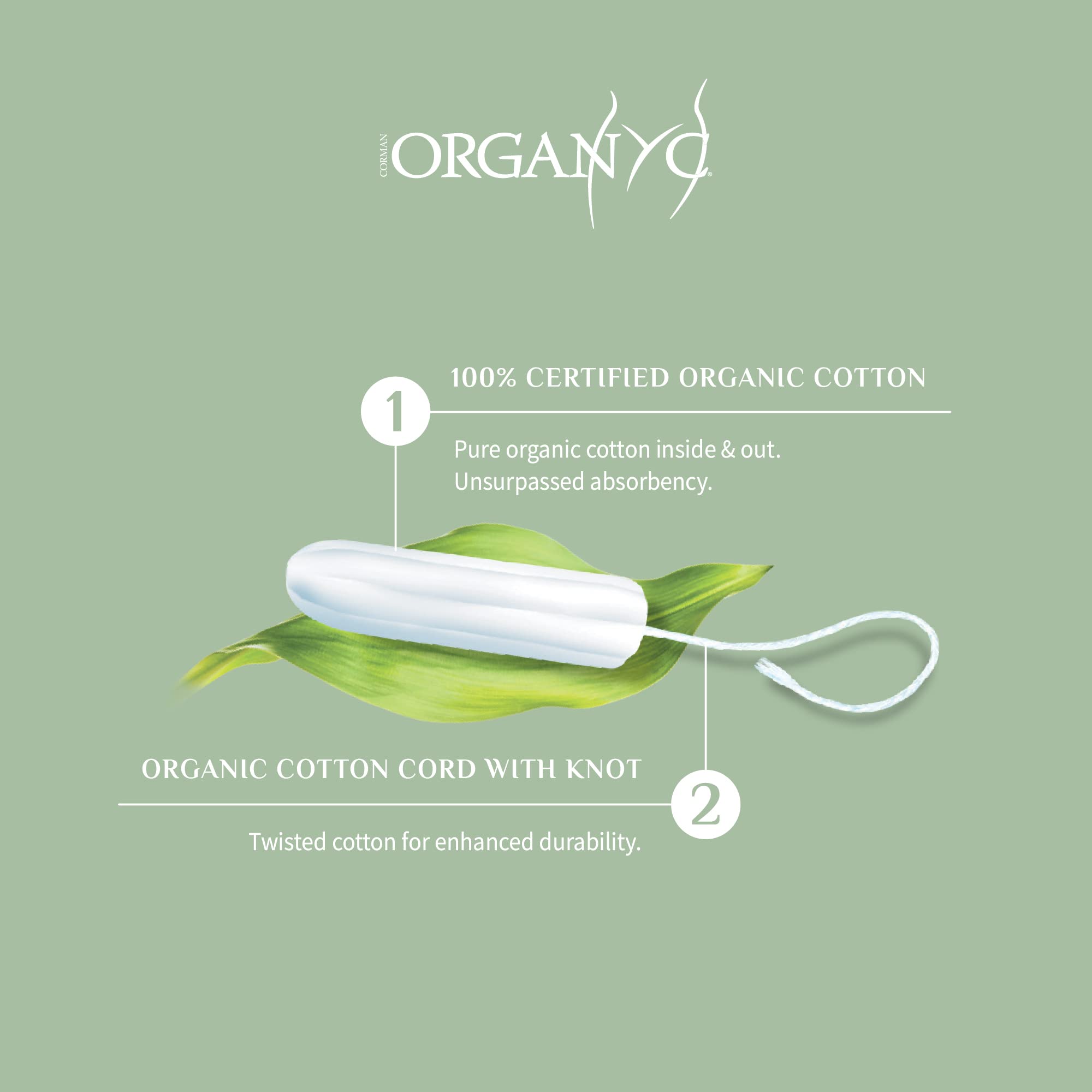 Organyc tampón sin aplicador en mano para inserción cómoda